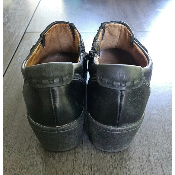 Clarks Unstructured Unsparrow Black Leather Shoes 6.5 Side Zip Comfort Clog - Picture 10 of 12